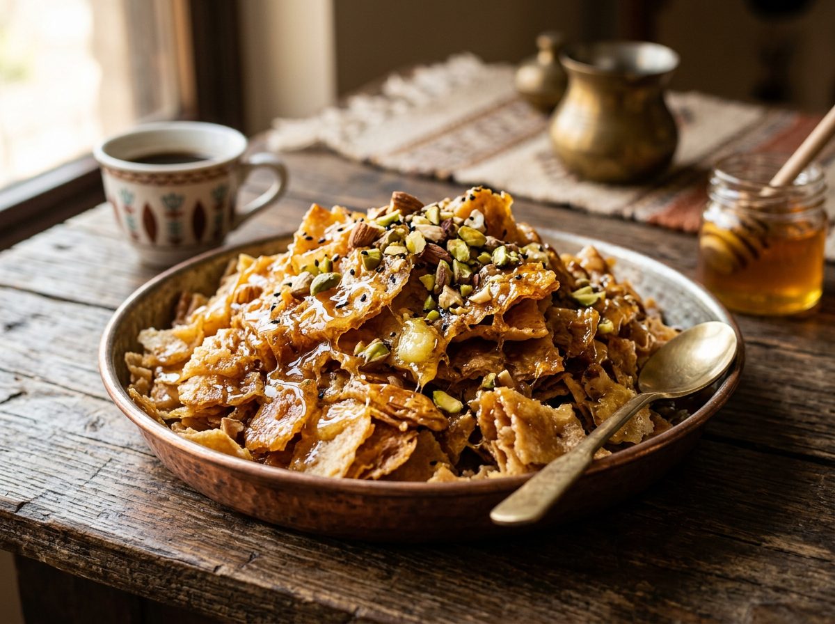 فتة يمنية بالعسل والسمن