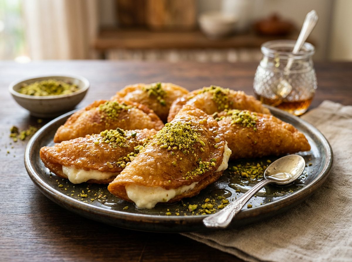 قطايف بالقشطة المقلية